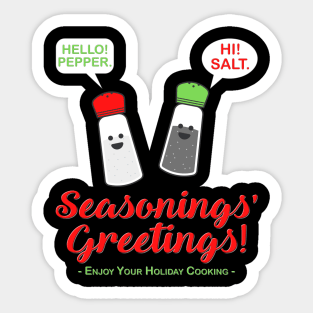 Seasonings Greetings Shirt, Salt Pepper Shaker Shirt, Funny Happy New Year Christmas Holiday Shirt, Foodie Chef Cook Food Gift Idea Sticker